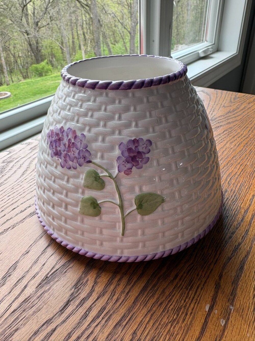 Yankee Candle Large Shade Jar Topper White Basket Weave & Lilac